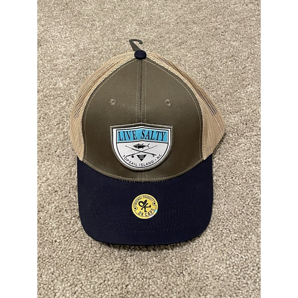 Live Salty Trucker Hat Green and‎ Tan Topsail Island
